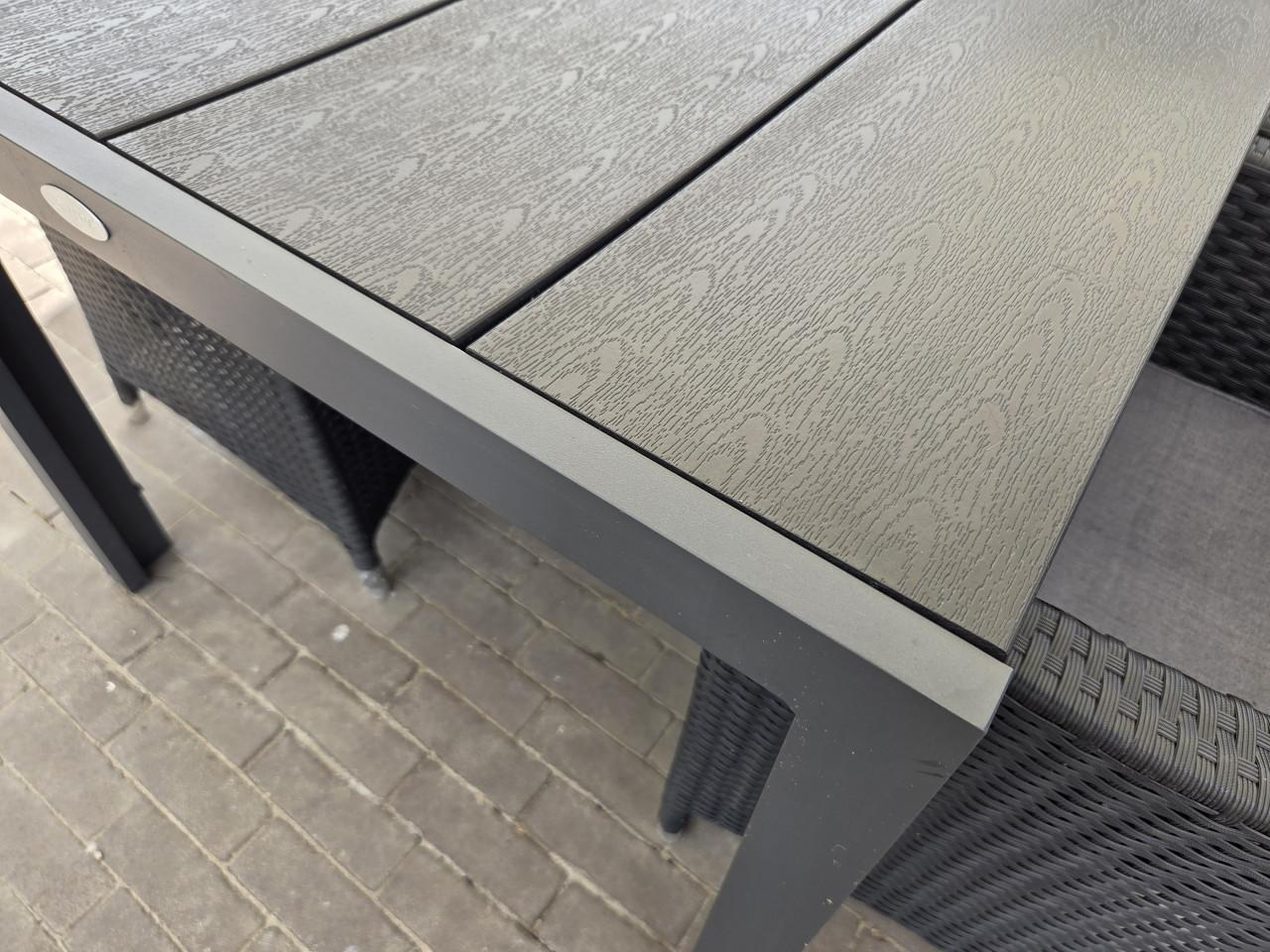 Tuintafel Jutlandia composiet 90x205 + 6 wickerstoelen