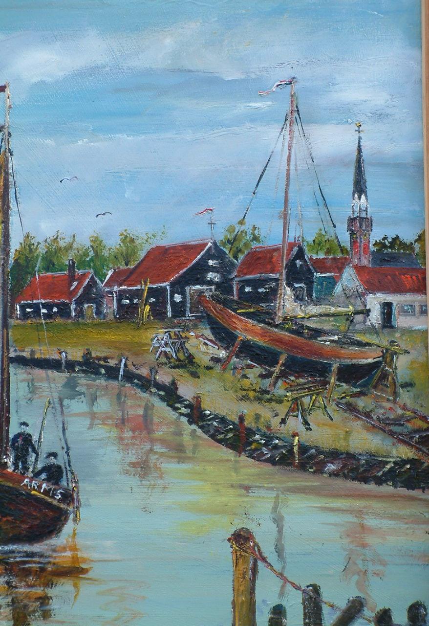 Arnemuiden  60 x 60  cm kanaal  /werf  mooi werk aan de wand