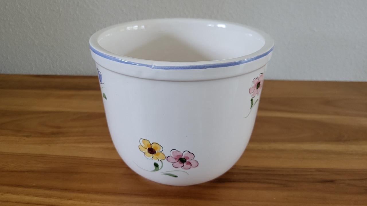 Bloempot keramiek wit / bloemen