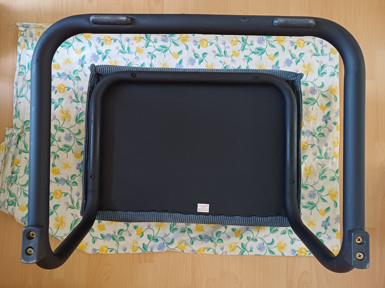 Supermooie WOOOD FAUTEUIL + HOCKER staalblauw, ribstof
