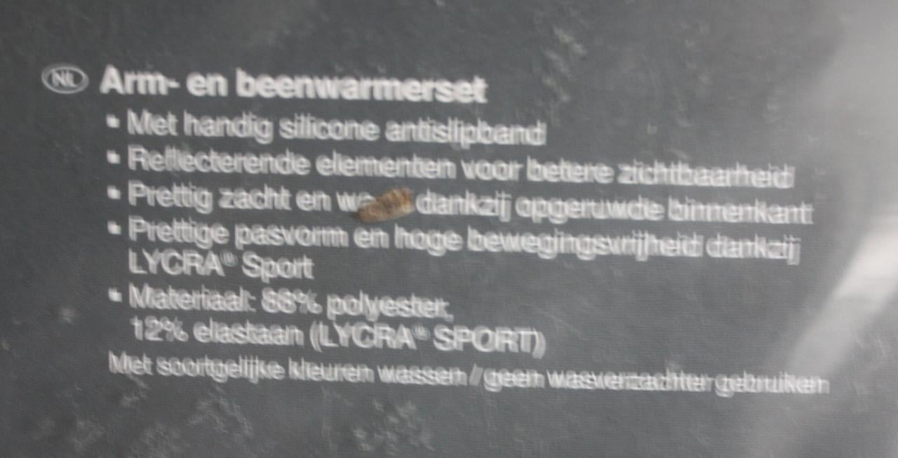 Nieuwe in verpakking arm en beenwarmset s-m