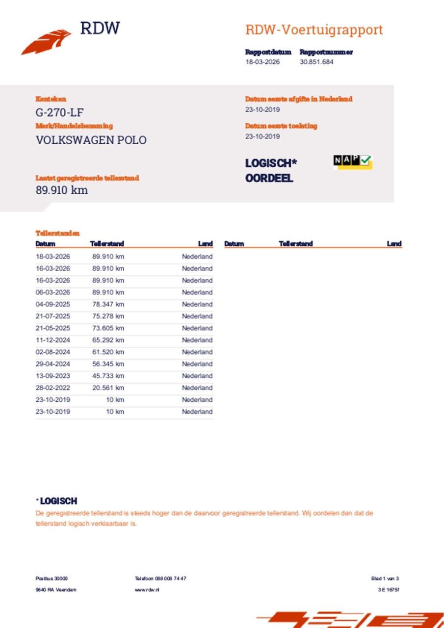 Volkswagen Polo 1.0 tsi comfortline business nl auto, carplay, pdc v+a, cam