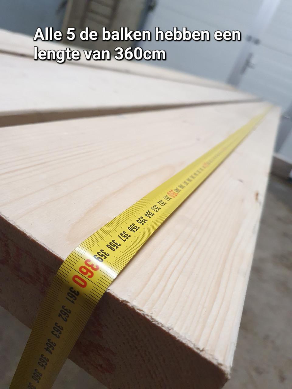 5 nieuwe vurenhouten balk totaal 18 Meter