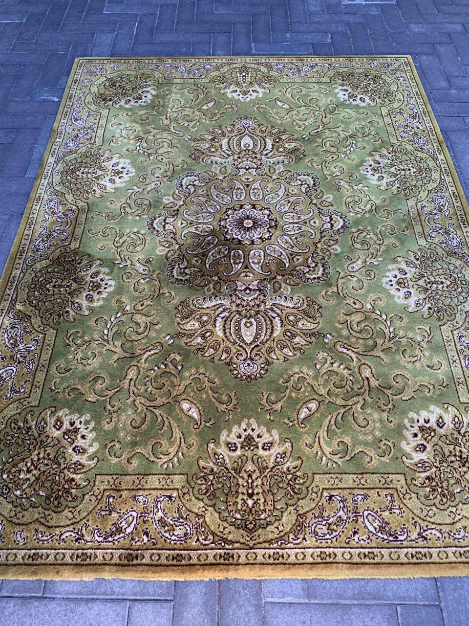 ✨Super Leuk Groen Vintage Vloerkleed Zuiver Scheerwol✨