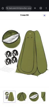 Nette groene douchetent, hoge tent, toilet tent inklapbaar.