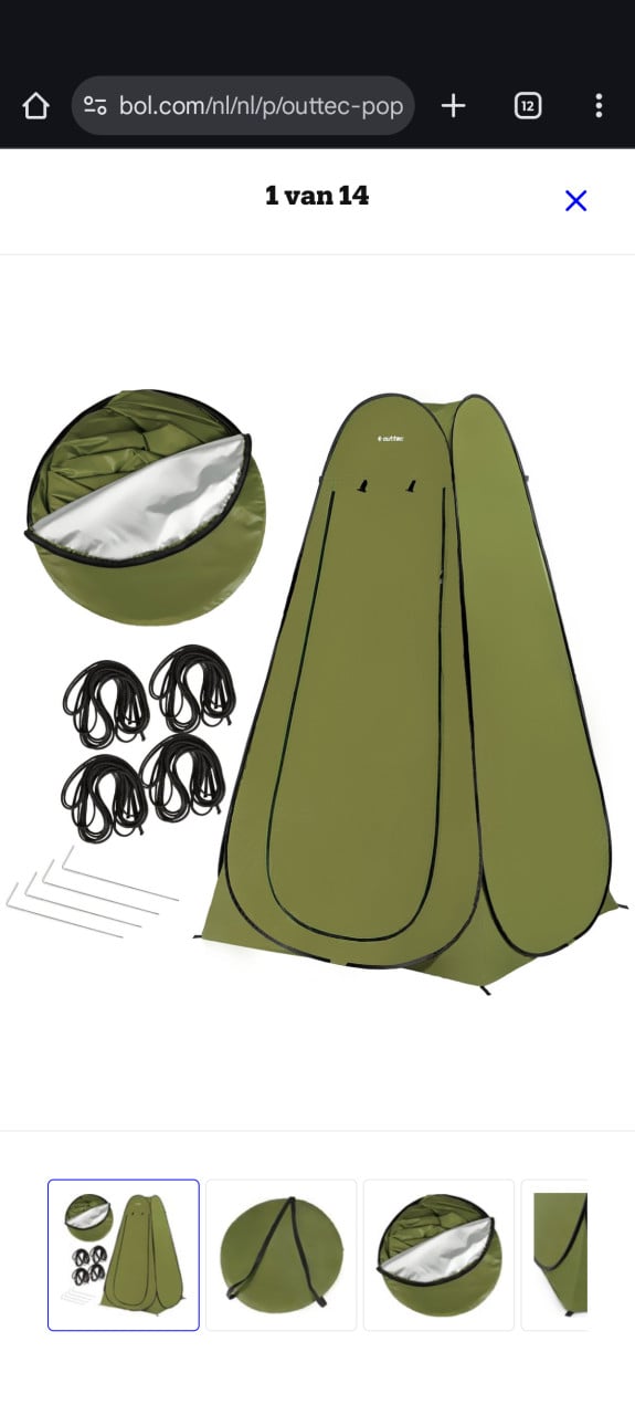 Nette groene douchetent, hoge tent, toilet tent inklapbaar.