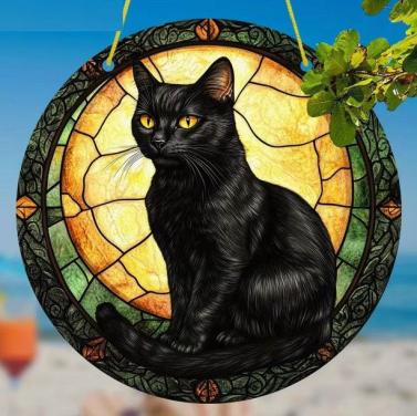 Raamhanger zwarte kat