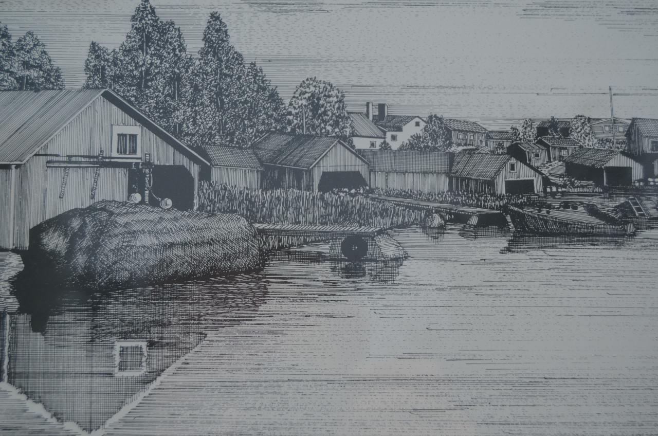 Moderne ets haventje gesigneerd KK 89 (of 80)