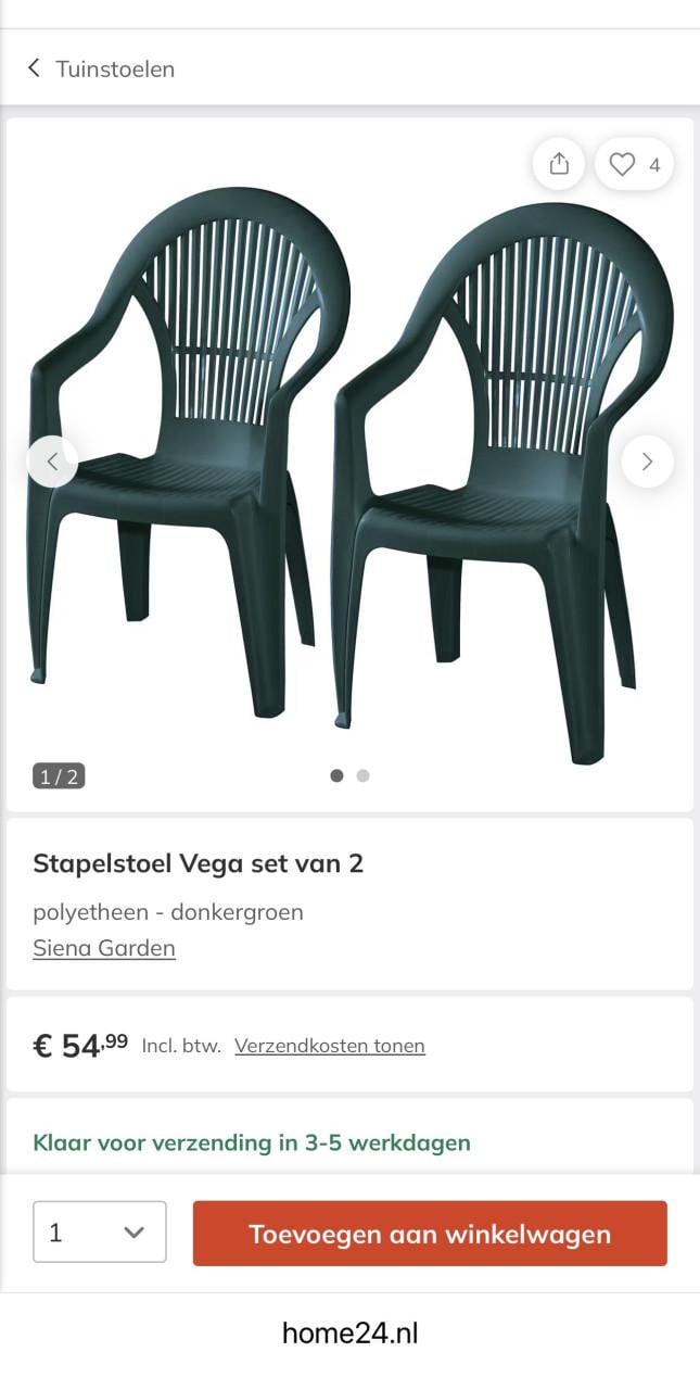 Nieuwe Stapelstoel  set van 4 met kussens