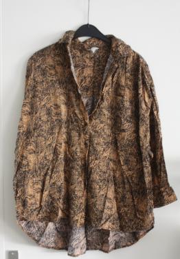 Blouse shirt oranje geel  zwart  maat L