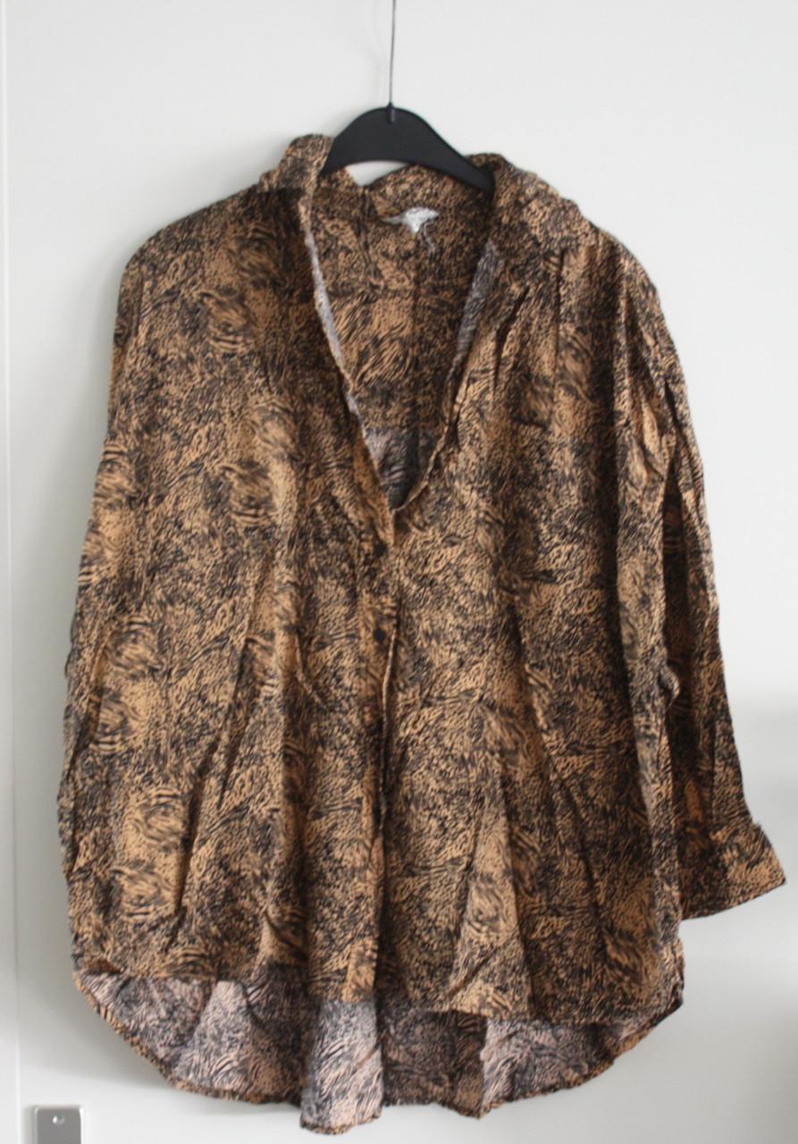 Blouse shirt oranje geel  zwart  maat L