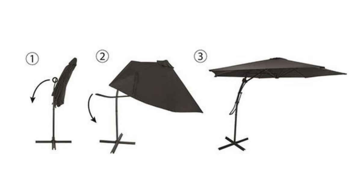 Nieuwe zweefparasol / Diameter 3 meter / Zeer fraai systeem !!