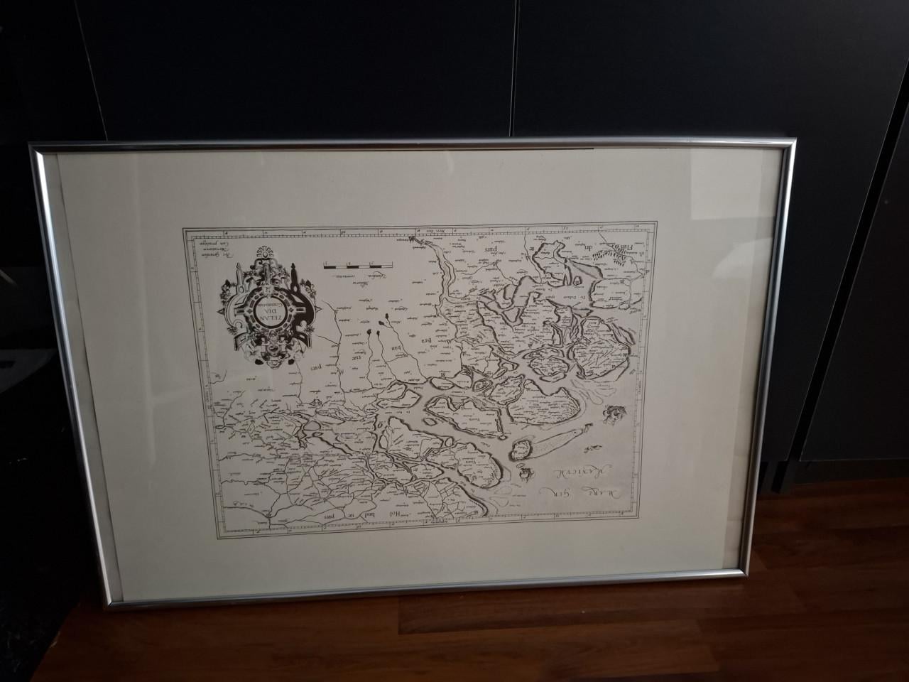 Zeelandkaart in aluminium lijst