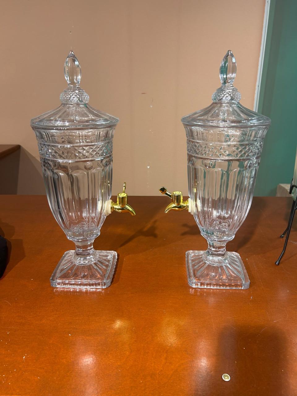 Set van 2 Kristallook Drankdispensers met Gouden Tapkraan