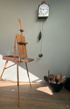 Schildersezel-kist-veldezel vintage met toebehoren