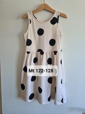 Ecru wit met zwarte bolletjes jurk van H&M  Maat 122-128