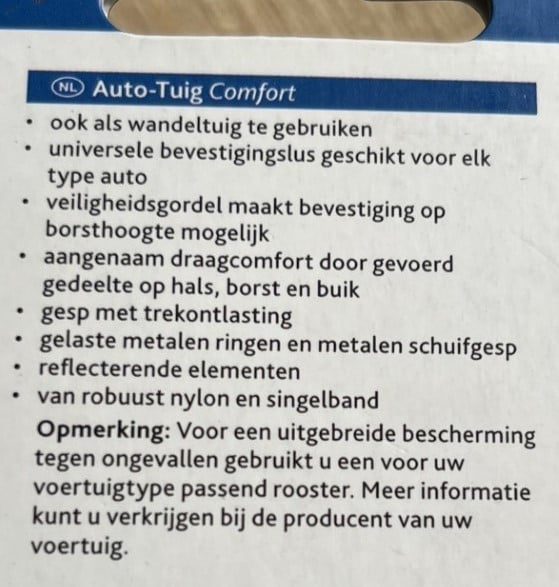 Autotuig hond maat M
