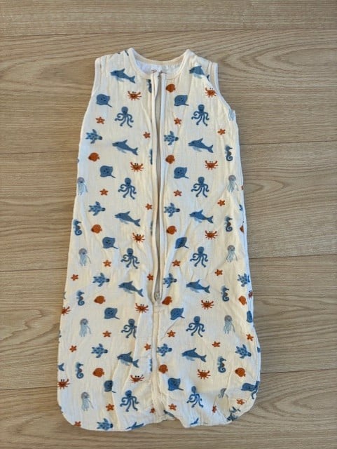 Witte dunne slaapzak Bambino met zeediertjes maat 68-80 cm
