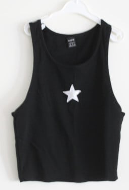 Zwarte top met witte ster maat xs-34