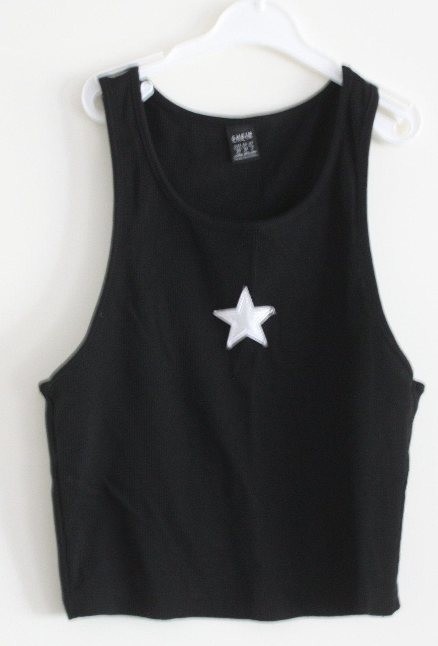 Zwarte top met witte ster maat xs-34