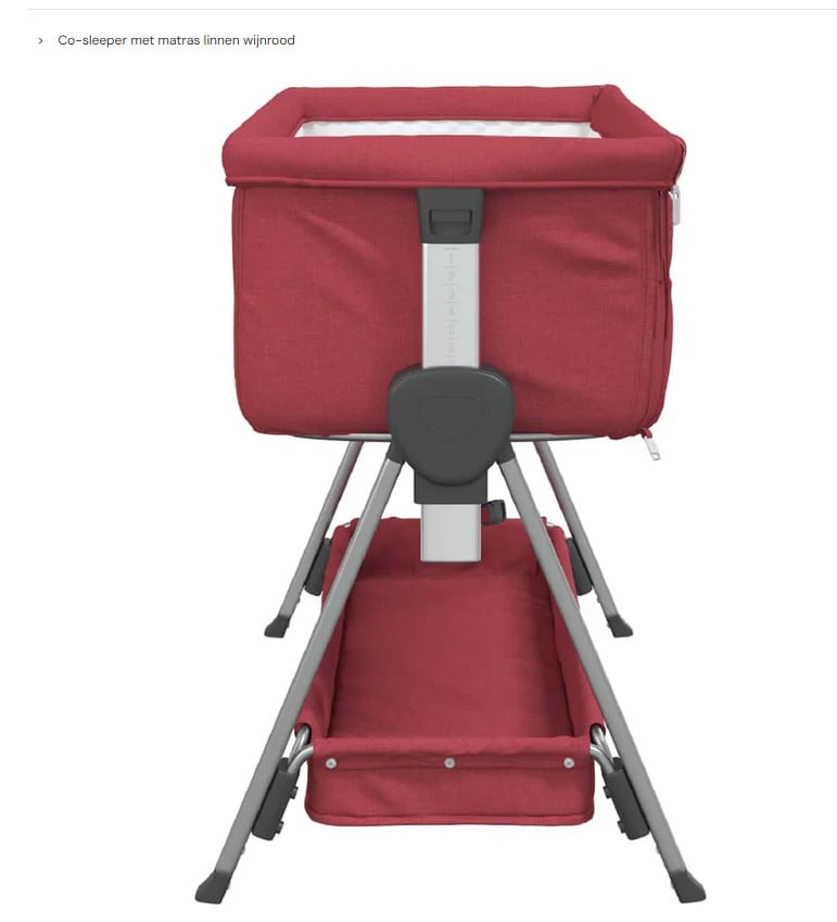 Casa xl  Co-sleeper met matras linnen wijnrood
