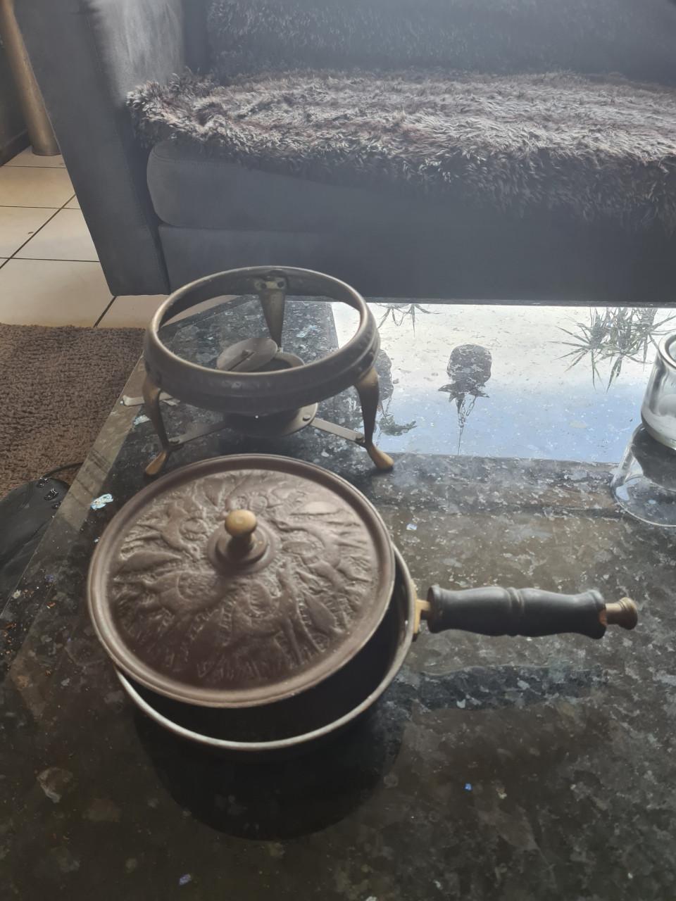 Vintage warmhoud setje gemaakt van koper