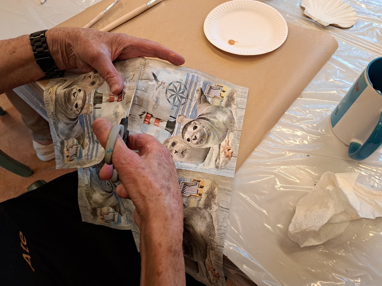 Workshop Decoupage combi oesterschelpen en Sint-Jacobsschelpen 22 augustus