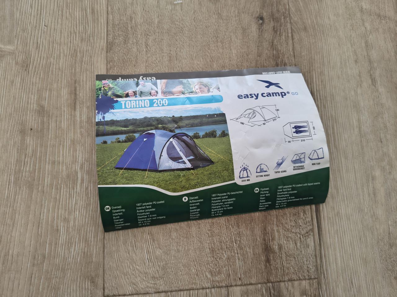 Prachtige blauwe tweepersoonstent. Easycamp Torino 200 tent.