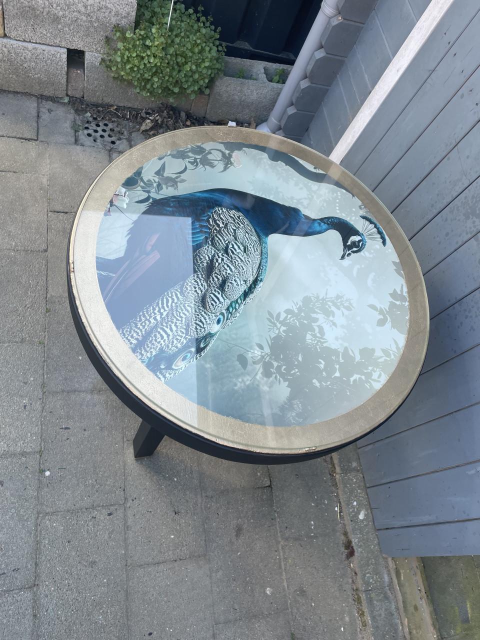 Uniek stevig Tafeltje met pauw