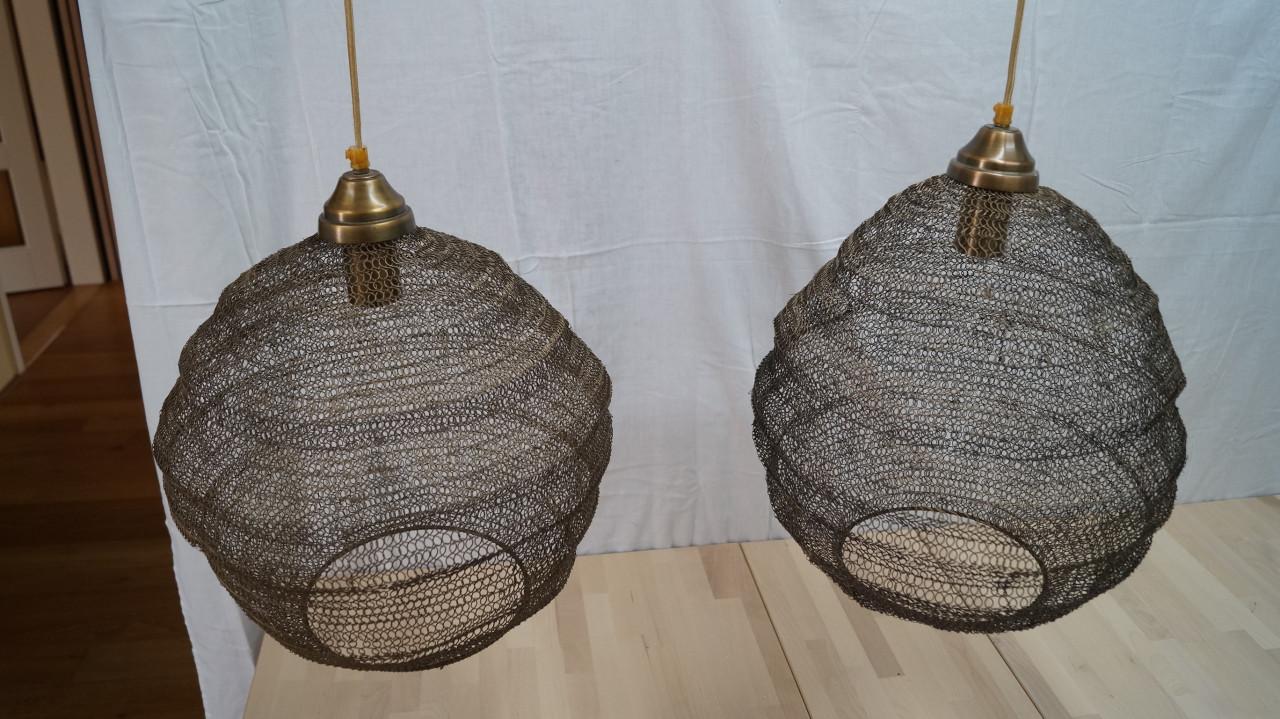 2 draad gevlochten soepele hanglampen messing kleur.