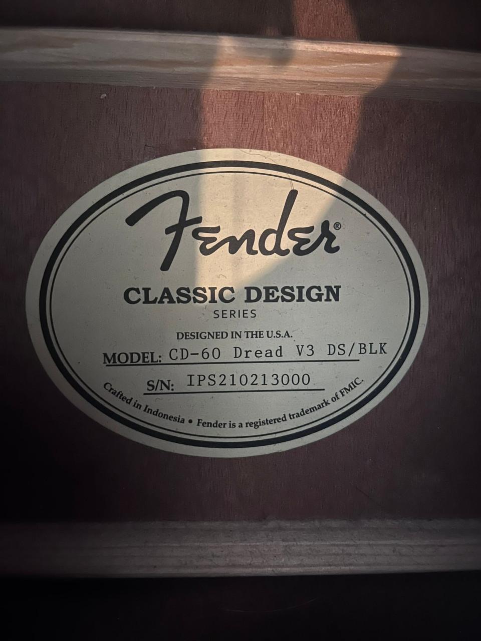 Gitaar Fender CD-60 Dread V3 DS/ BLK