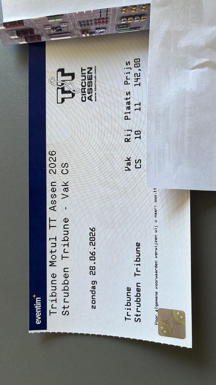 TT assen hardcopy ticket zondag
