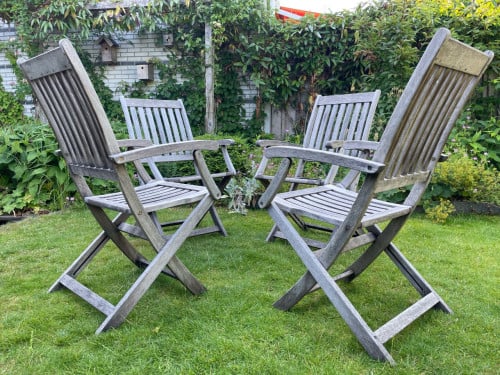 4 inklapbare hardhouten tuinstoelen
