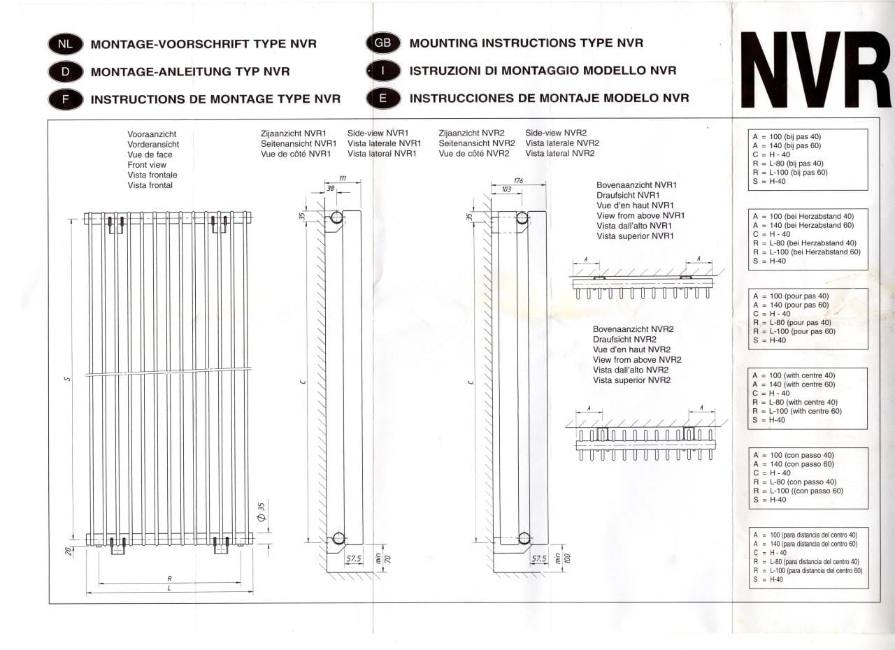 Thermic Verticale CV Radiator Type NVR
