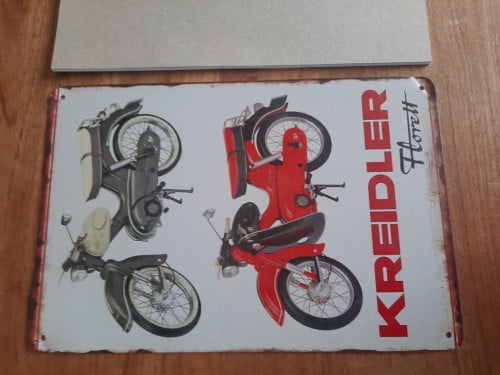 Kreidler metalen bord 20 x 30 cm retro