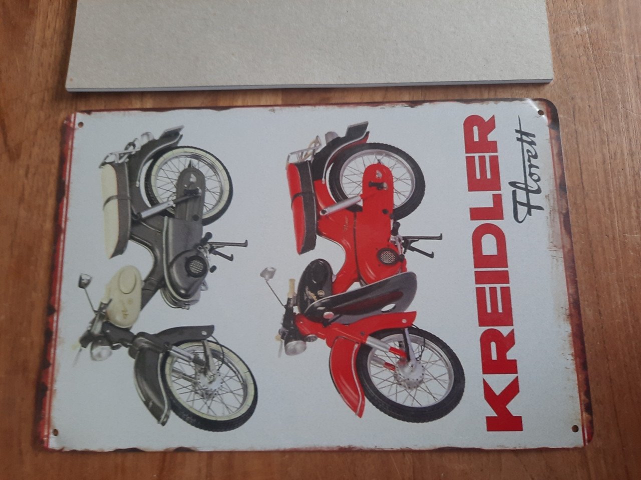 Kreidler metalen bord 20 x 30 cm retro