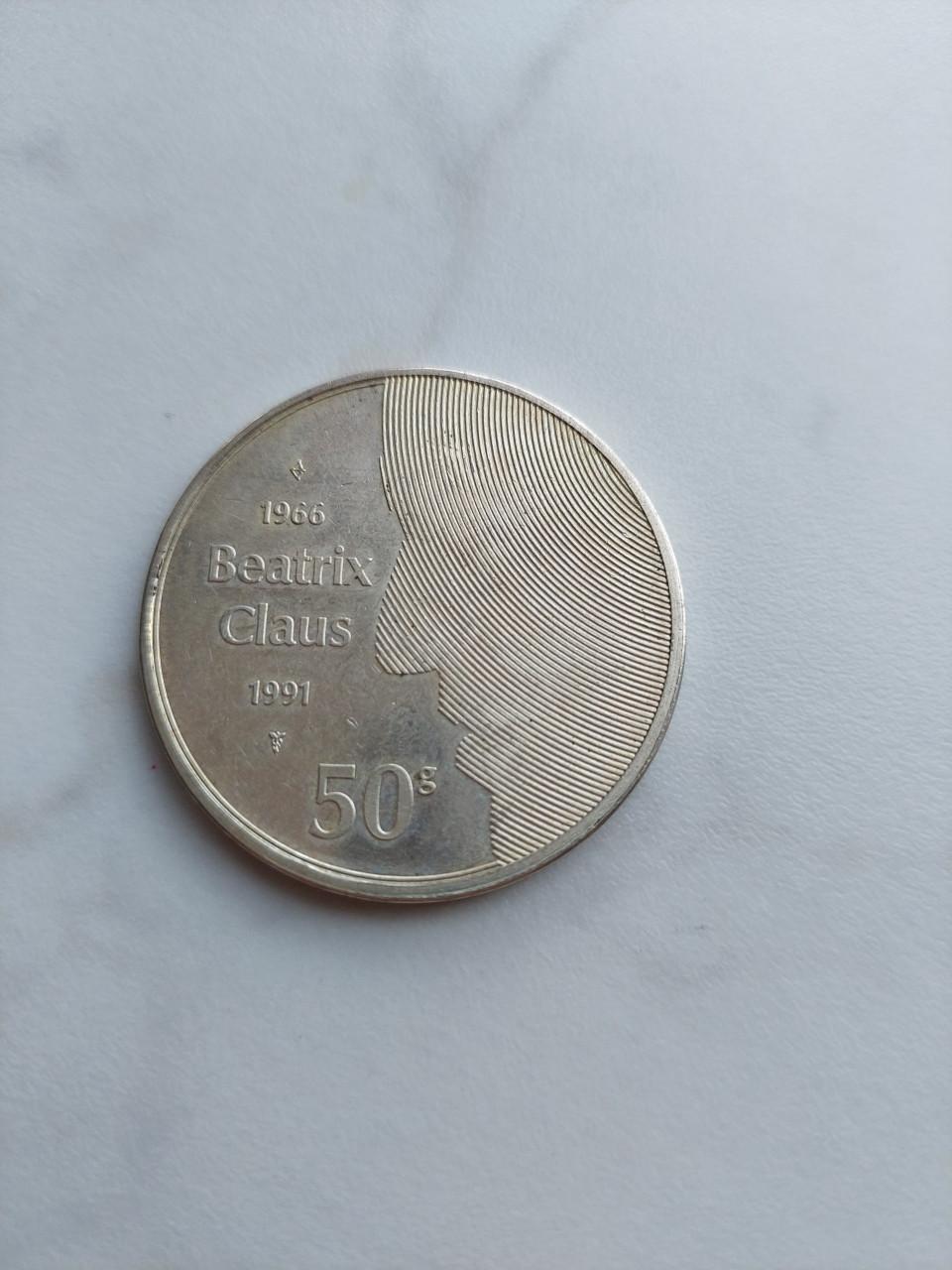 Zilveren 50 gulden munt Beatrix Claus