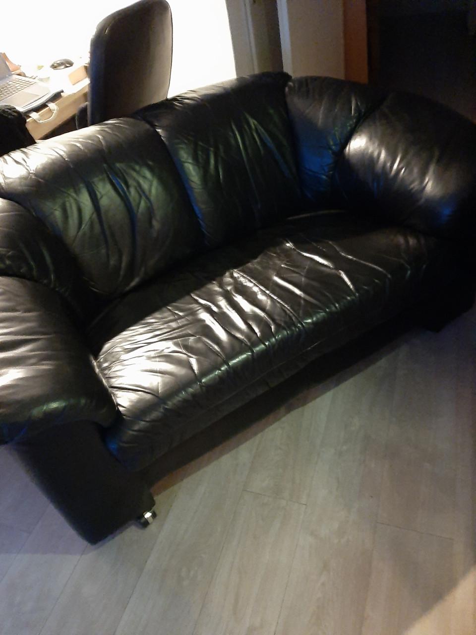 Leren 2 zits bank zwart