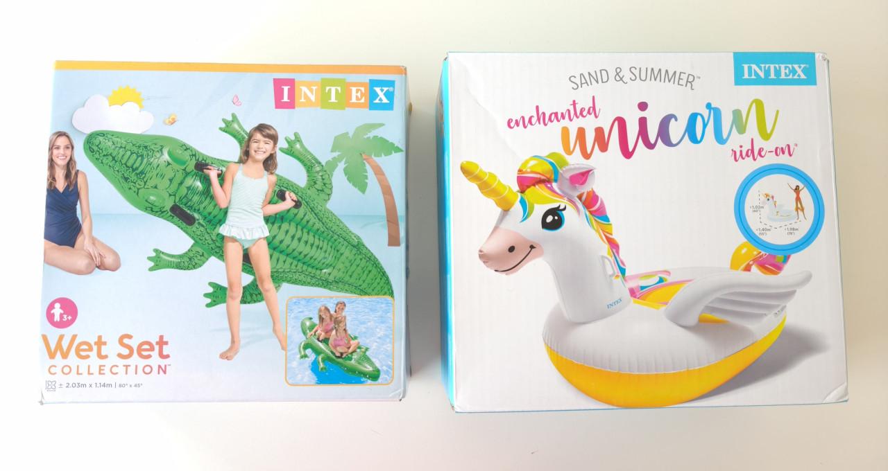 INTEX opblaasfiguren krokodil en unicorn