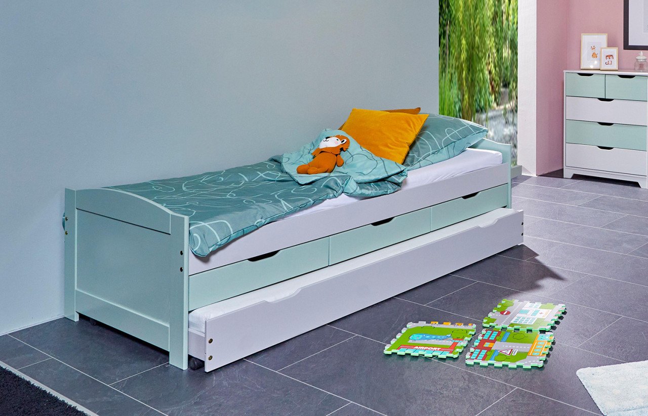 Eenpersoons bed 90 x 200 cm voor logeerkamer of kinderkamer