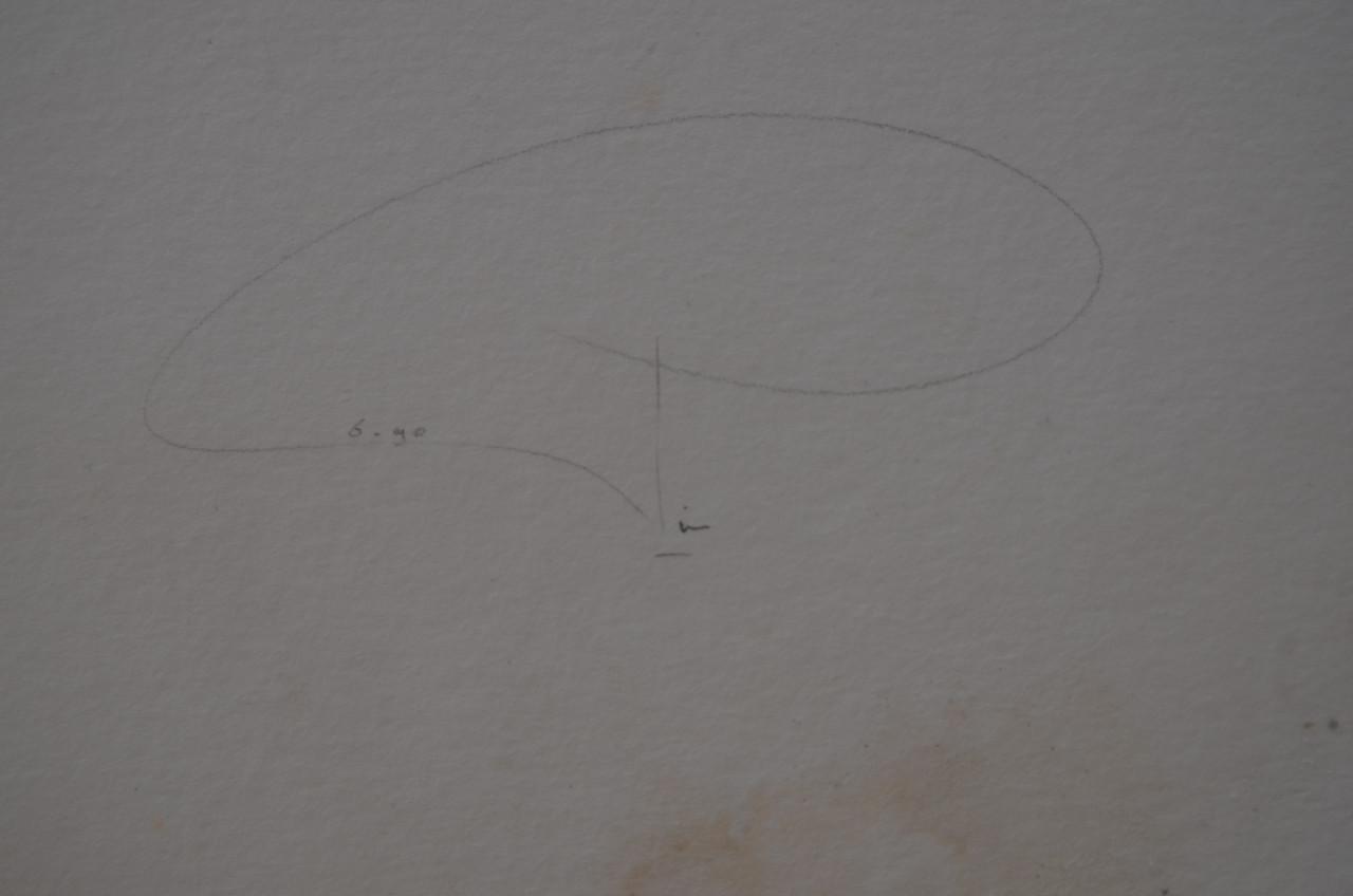 Figuren/schimmen in een weidelandschap gesign/gedat.