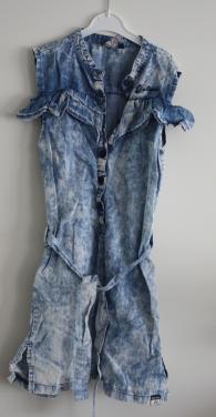 Blauwe jeans stof look maat 122-128