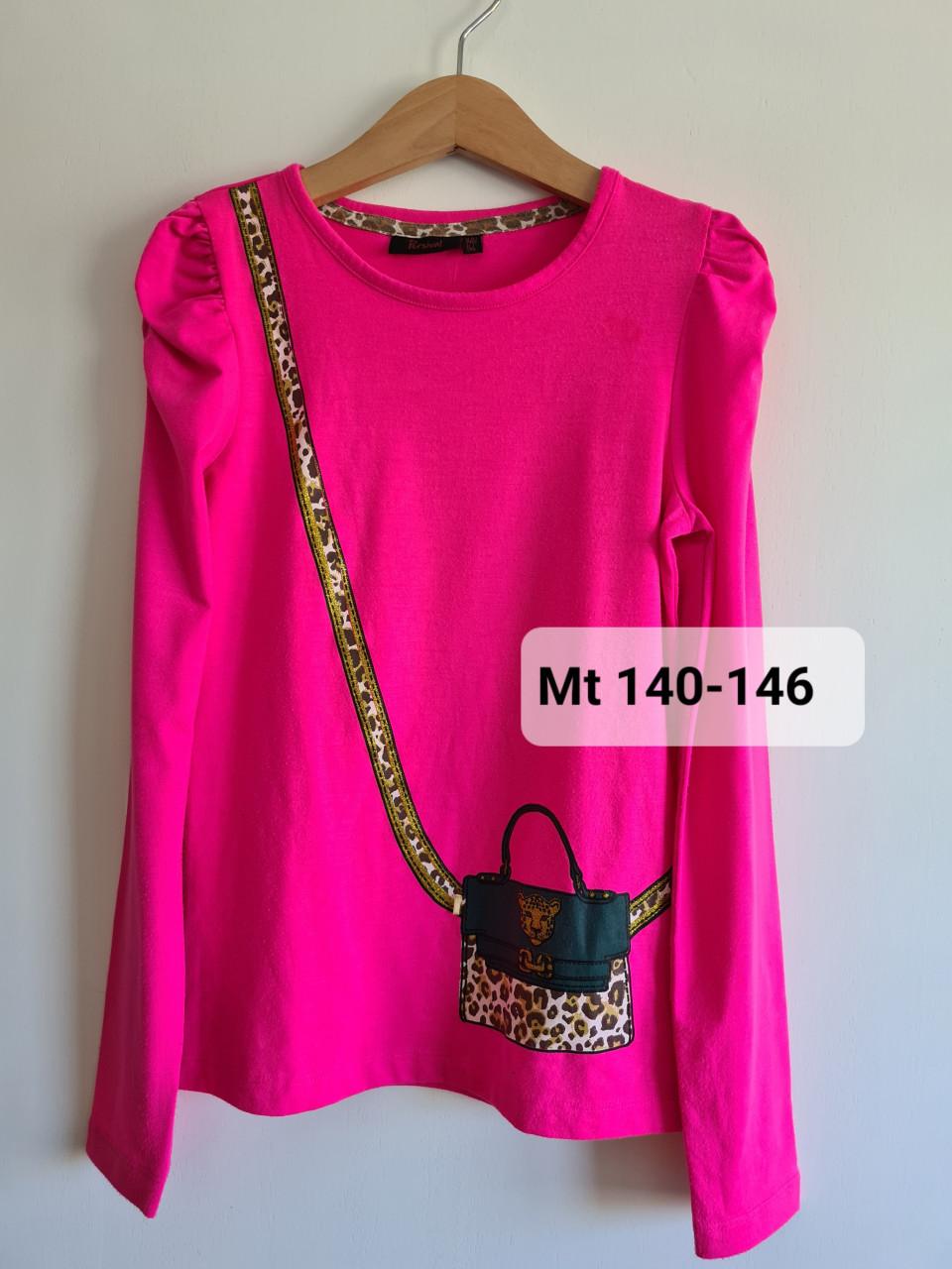 Persival fuchsia roze longsleeve met tasje applicatie  Mt 140-146