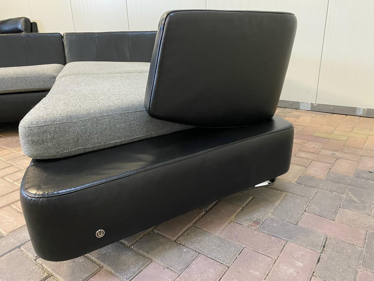 Natuzzi Opus Zwarte Leren Hoekbank –Luxe Comfort-Gratis Levering NL