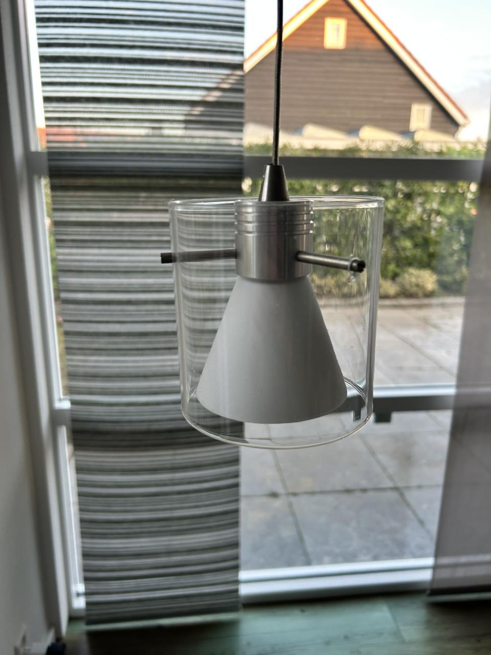 Moderne hanglamp met rvs en glas