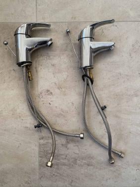 2 Grohe Eurodisc Wastafelkranen met 'waste'