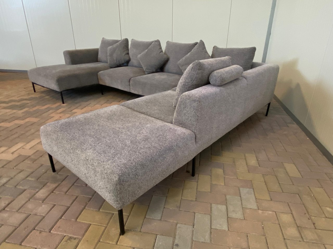 GRATIS LEVERING HEEL NL Montel Grote Grijs Stoffen U-Bankstel