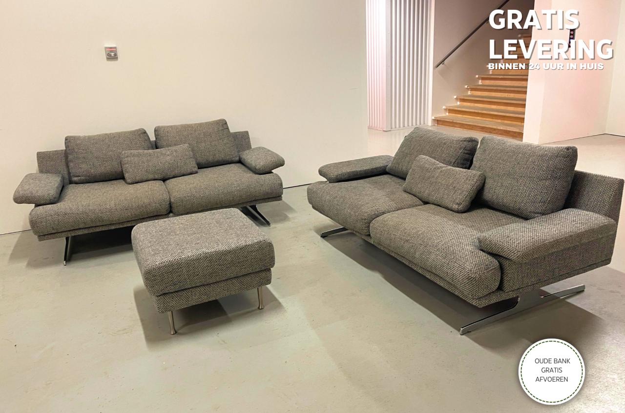 Montèl Grijs Stoffen Bankstel-Moderne Lounge Set-Gratis Levering