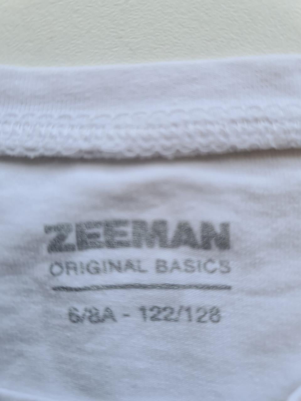Zeeman wit shirt lange mouwen maat 122/1288