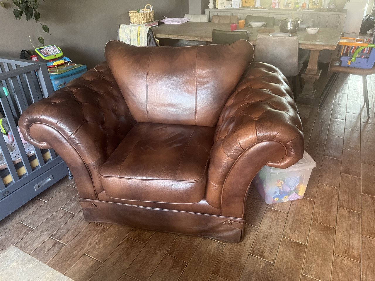 Bank en 2 fauteuils chesterfield look